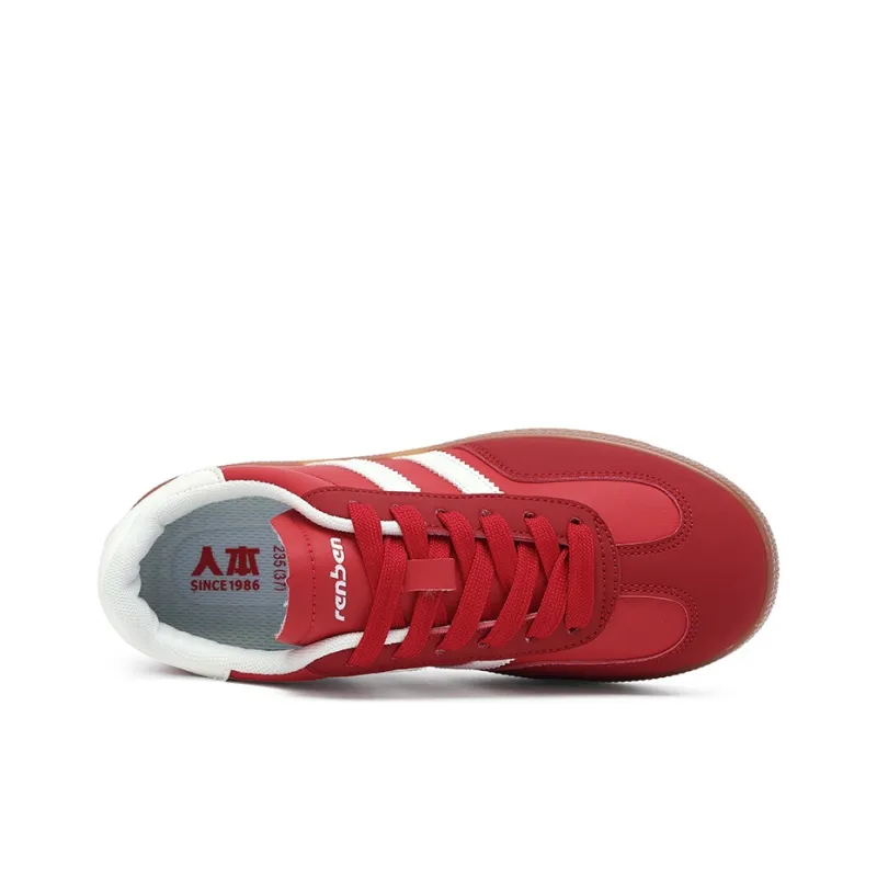 RENBEN Lightweight Anti Slip Low Top Skateboard Shoes Women's Red-2