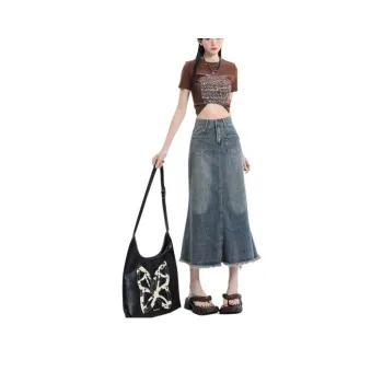 YINLEI Denim Long Skirt Women's