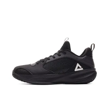 PEAK Lan Qie Basketball Shoes Men Low Top All Black