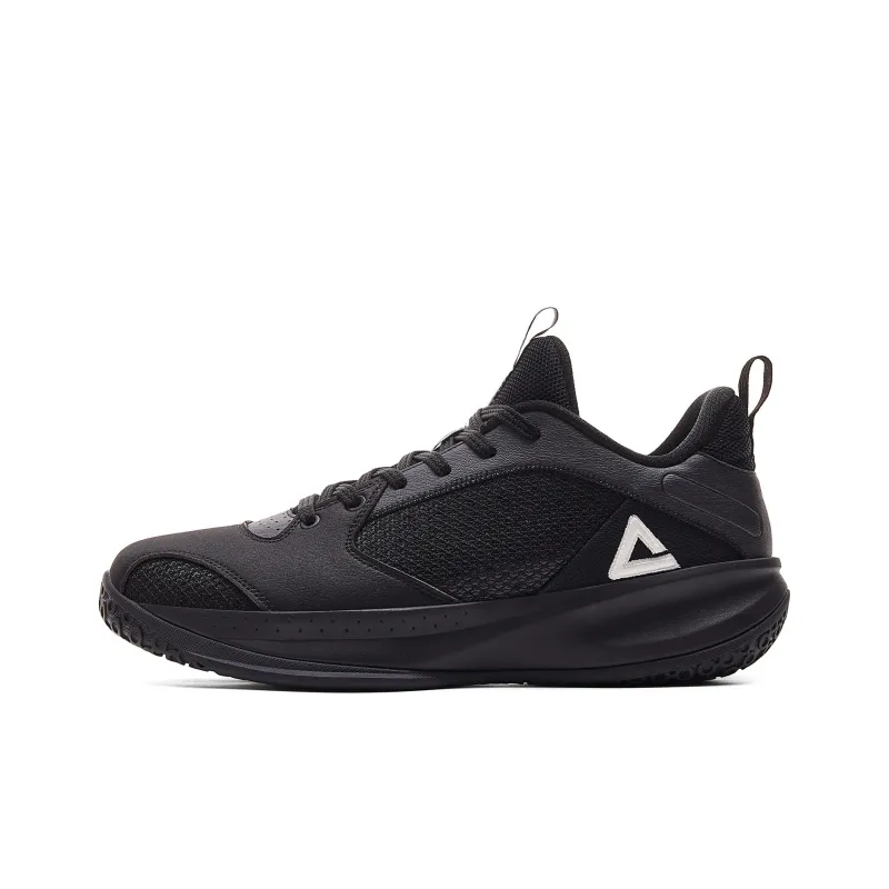 PEAK Lan Qie Basketball Shoes Men Low Top All Black-0