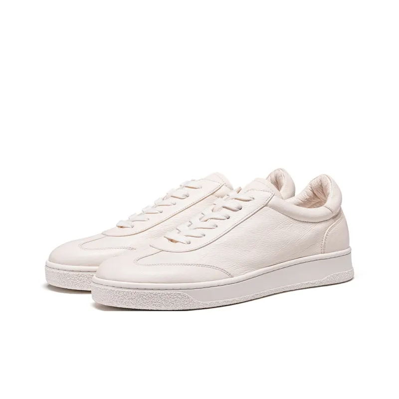 TRUFFAUT Soft Shoe Upper German Army Trainers Low Top Skateboard Shoes Men's White-1