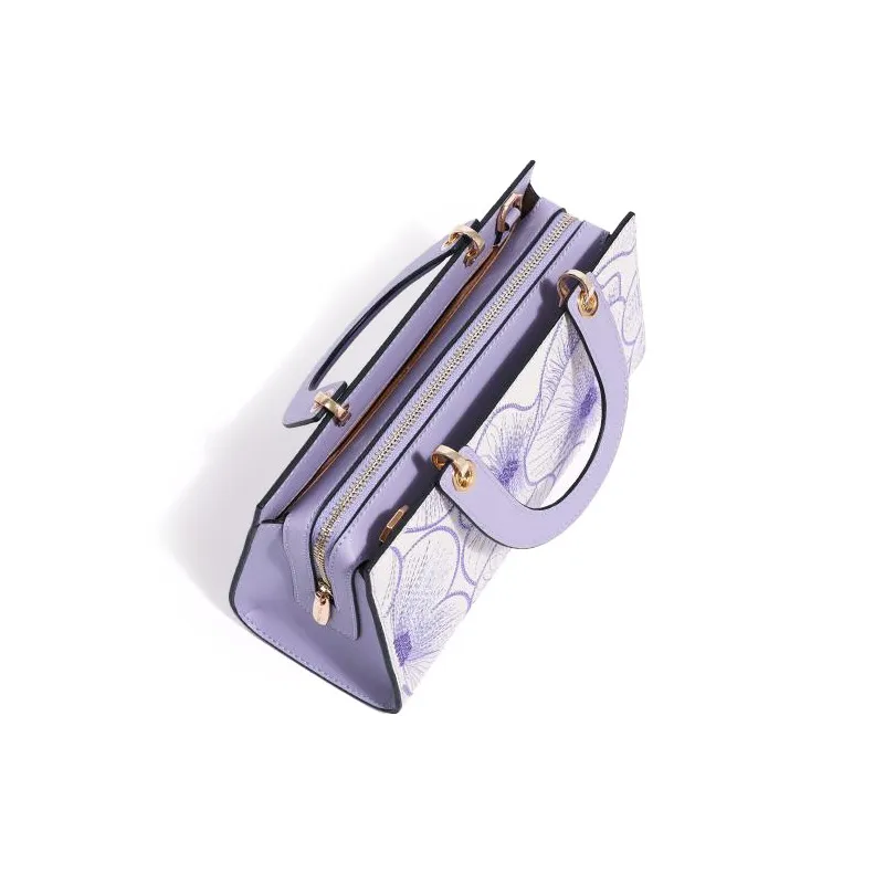 Forever Lucky Cow Leather Shoulder Bag, Crossbody Bag, Handbag Women's Moon White/Purple Elegance-7