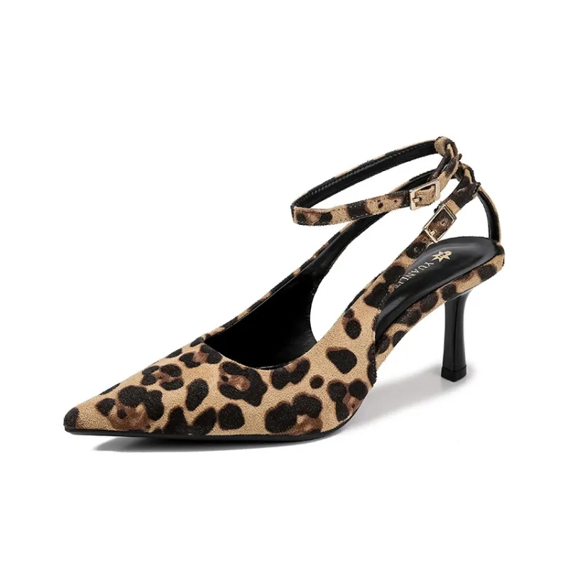 Aimilian Slim Heel High Heels Women's Leopard Print-0