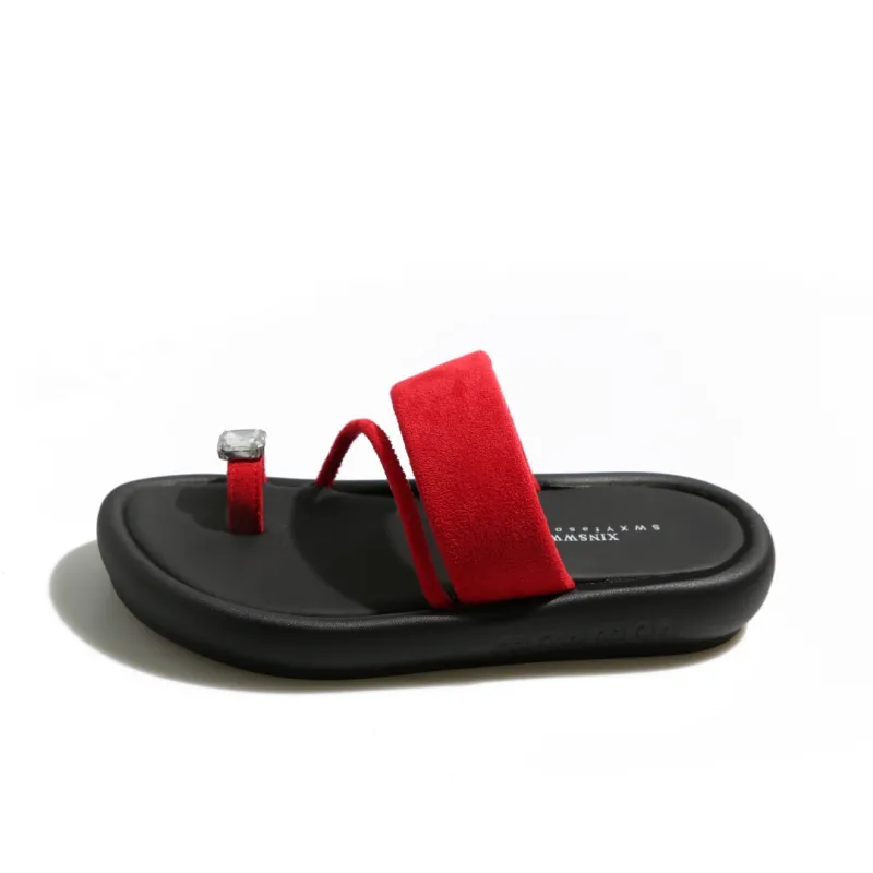 AJPAP Rubber Sole Rhinestone Slide Slippers Women's-12