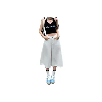 Wen Shan Denim Shorts Women's Ecru Capri Pants