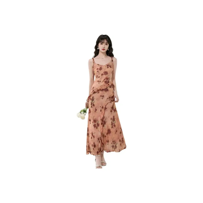 Mm Slip Dresses Women's Vintage Orange Pink-0