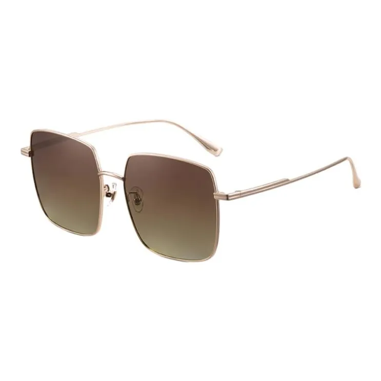 CAPONI Metal Square Sunglasses Unisex Gold-0