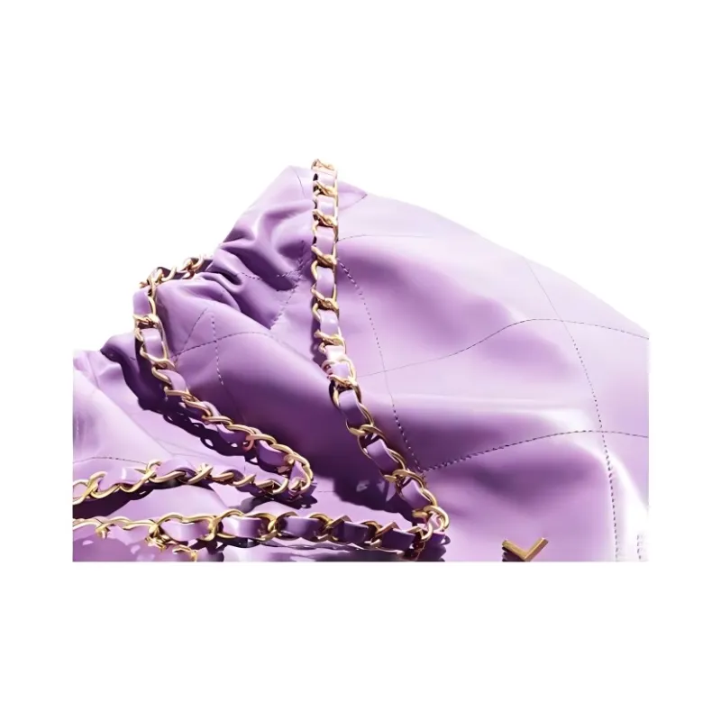 CHANEL 22Bag Cow Leather Tote Bag, Shopping Bag, Handbag, Shoulder Bag Trumpets Women's Purple-3