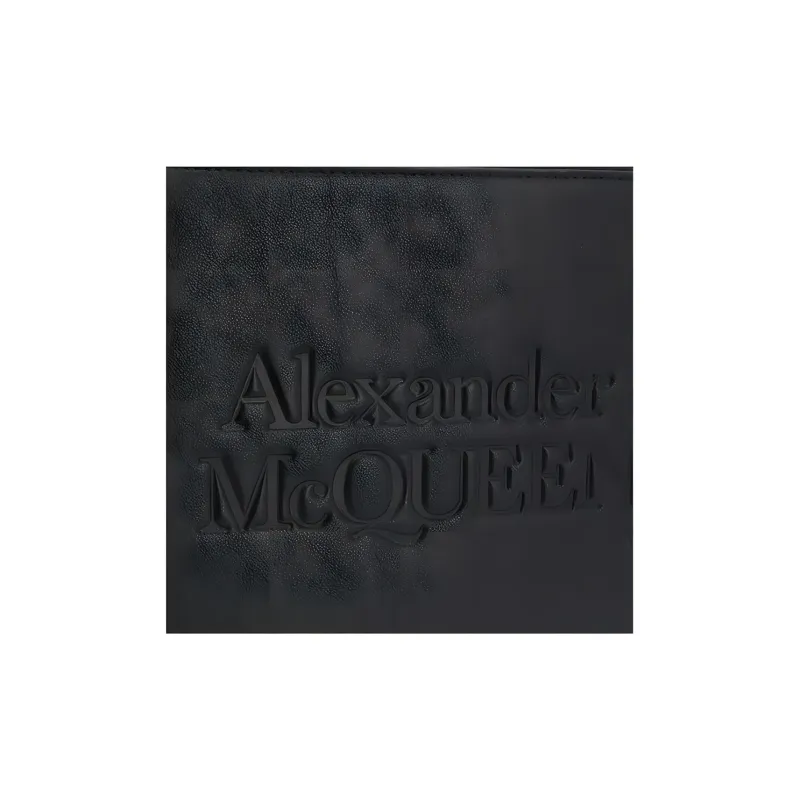 Alexander McQueen Leather Wallet Clutch Women's Black-3