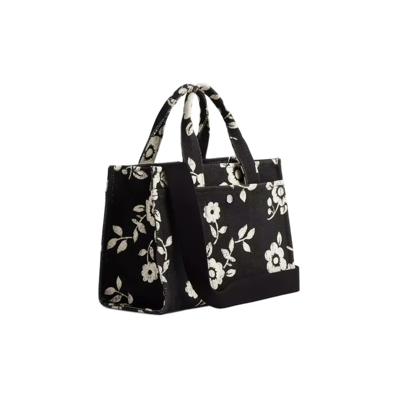 COACH Cargo Cotton Tote Bag, Shopping Bag, Shoulder Bag, Crossbody Bag, Handbag Medium Size Women's Silver & Black-1