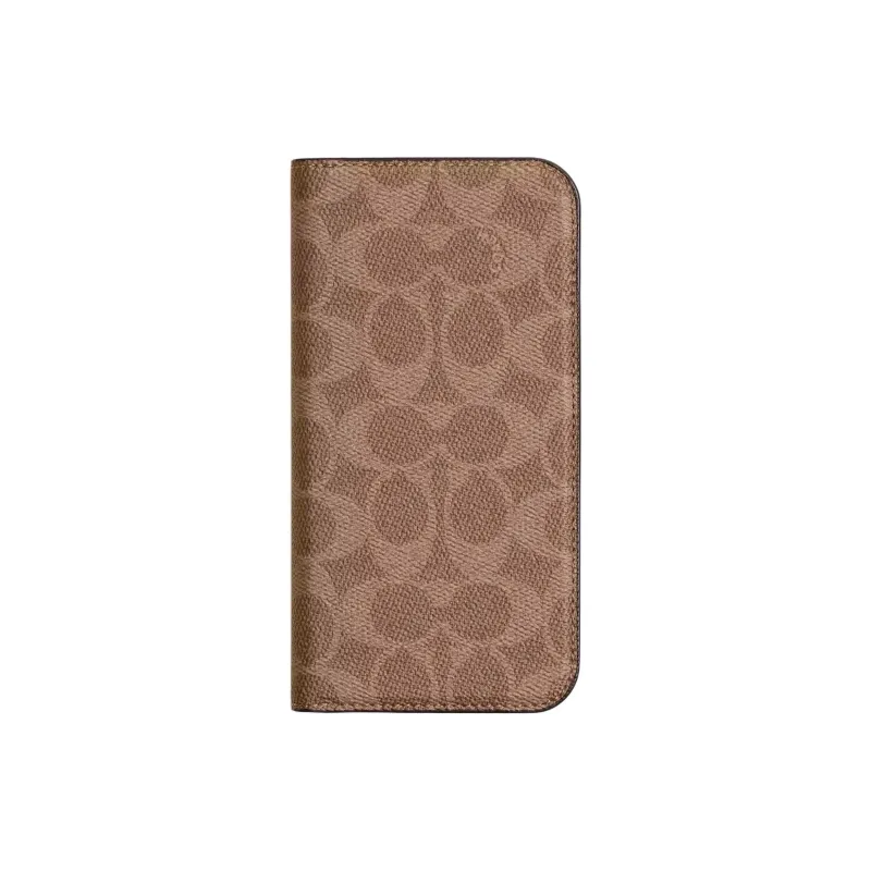 COACH Coated Canvas Material 3 Card Slots Phone Cases Compatibility With IPhone 16 Business Formal-3