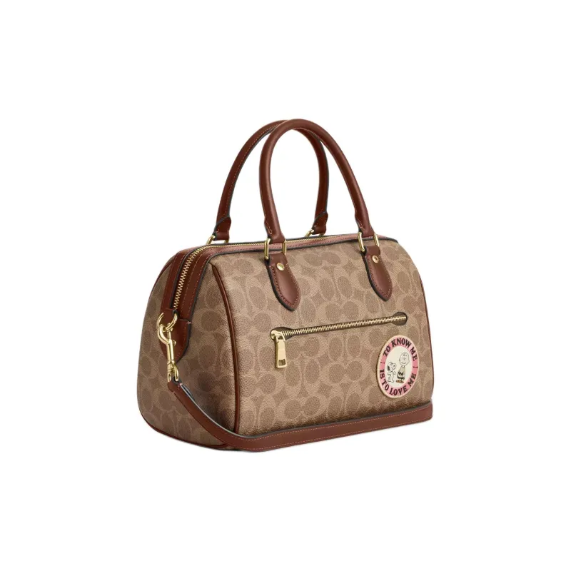 COACH PEANUTS Collaboration Rowan Coated Canvas Shoulder Bag, Crossbody Bag, Handbag Medium Size Women's Tan-1
