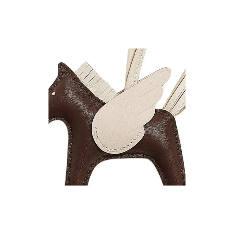 HERMES Rodeo Pegase Milo Lambskin With Swift Calfskin Bag Charm Bag Accessory Trumpets Unisex Chocolate & Chalk White-1