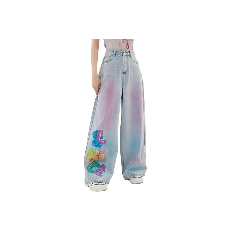 LALABOBO Jeans Women's Medium Blue White-0