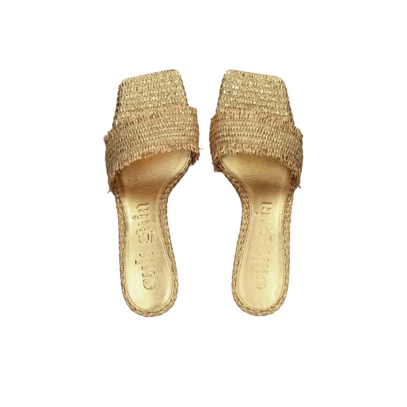 CULT GAIA Slide Slippers 6cm Women's Gold-4