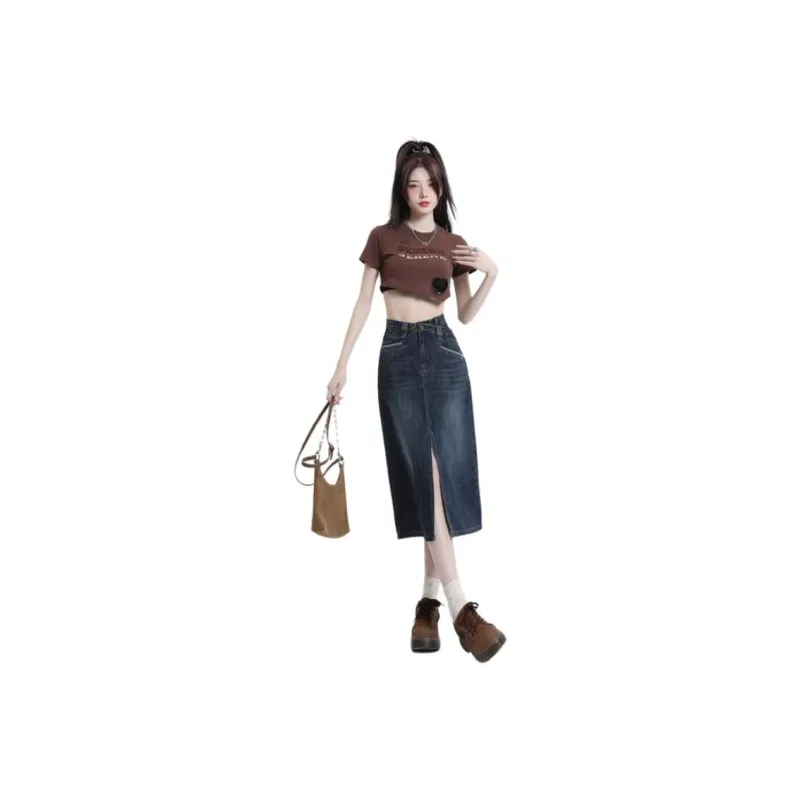 YINLEI Denim Long Skirt Women's-0