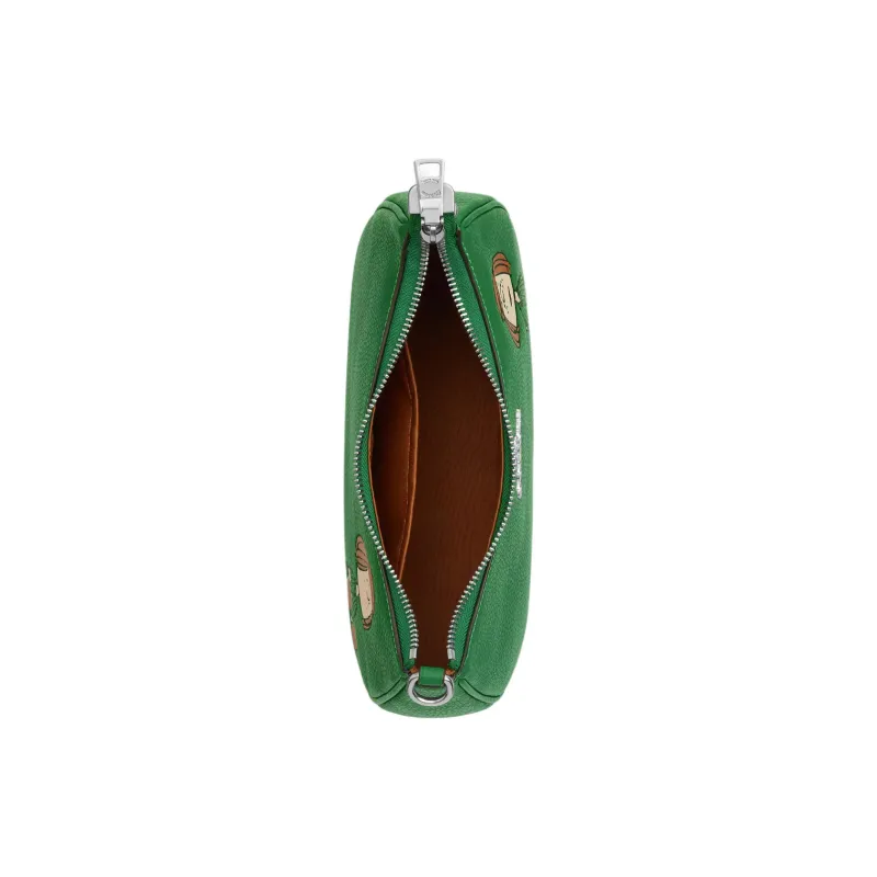 COACH PEANUTS Collaboration Teri Litchi Grain Leather Shoulder Bag, Crossbody Bag, Handbag Medium Size Women's Green-2