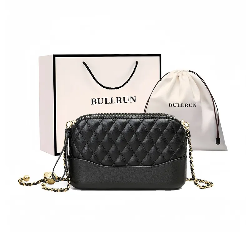 Bullrun Synthetic Leather With Cow Leather Crossbody Bag Women's Black-0