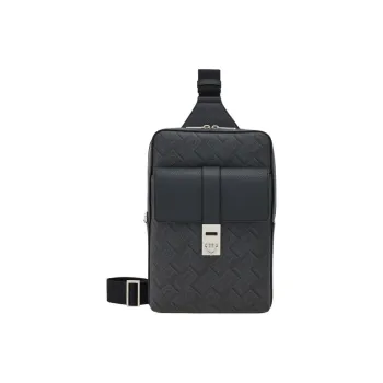FERRAGAMO Fabric With Cow Leather Shoulder Bag, Crossbody Bag, Sling Bag Men's Black Gray