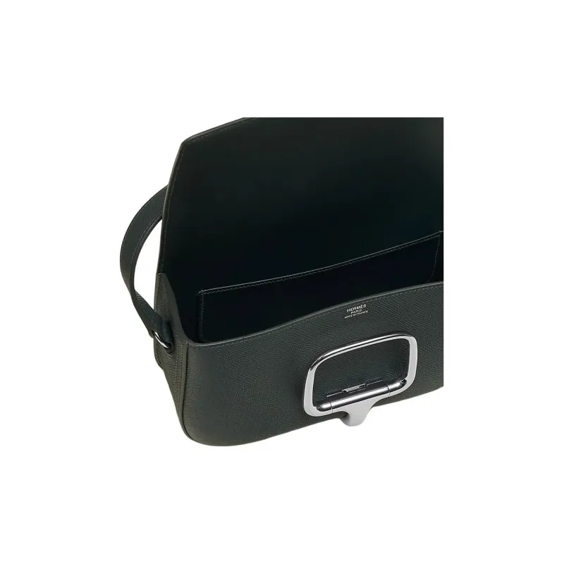 HERMES Della Cavalleria Epsom Leather Shoulder Bag Unisex Gray-4