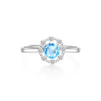 Lao Feng Xiang Natural Topaz S925 Silver Rings Women's