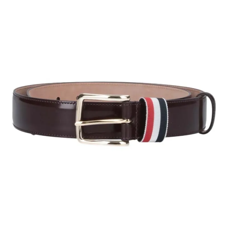 THOM BROWNE· Calfskin Leather Belts Men's Brown Width 3.5CM-0