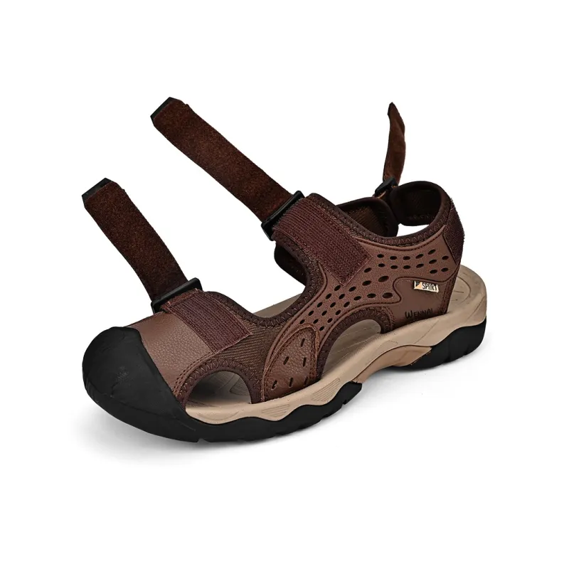 Wen Nai Anti Slip Wear Resistant River Trekking Shoes Men's Dark Brown-3