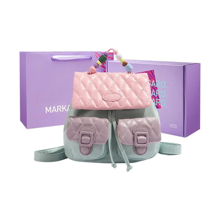 MARKANGARO PU Backpack Women's Pink Green Multicolor-2