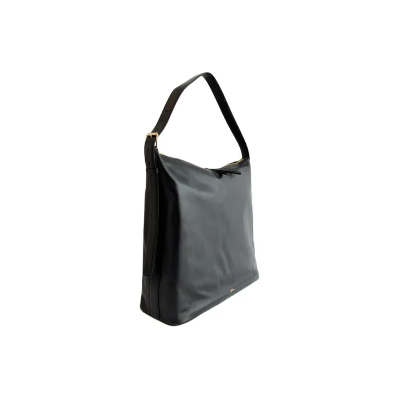A.P.C Cow Leather Shoulder Bag Tubas Women's Black-2