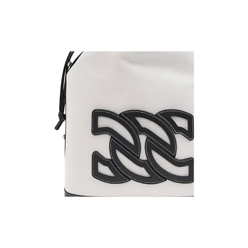 Casadei Fabric Bucket Bag, Shoulder Bag Regular Women's White & Black-3