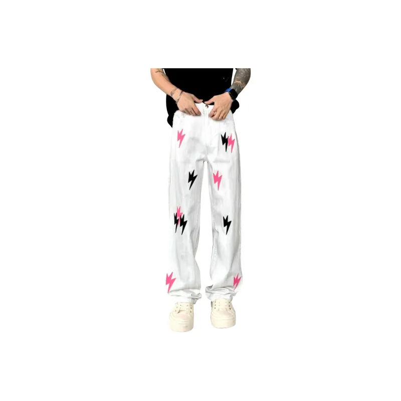 POLAR BEAR Jeans Unisex White Black Red-0
