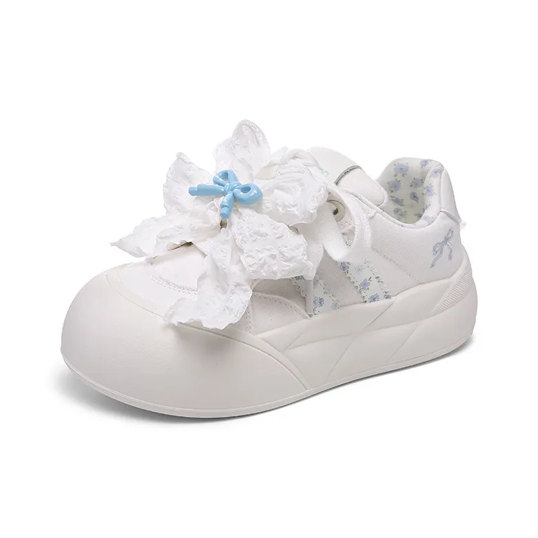 Cob Abrasion Resistant Breathable Low Top Skateboard Shoes Women's White Blue-11