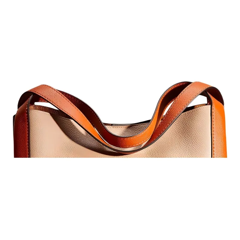 COACH Hadley Polished Pebbled Leather Handbag Shoulder Bag Women's Taupe & Ginger Yellow-2