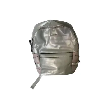 SAMSONITE Fabric With Cow Leather Backpack Unisex Silver