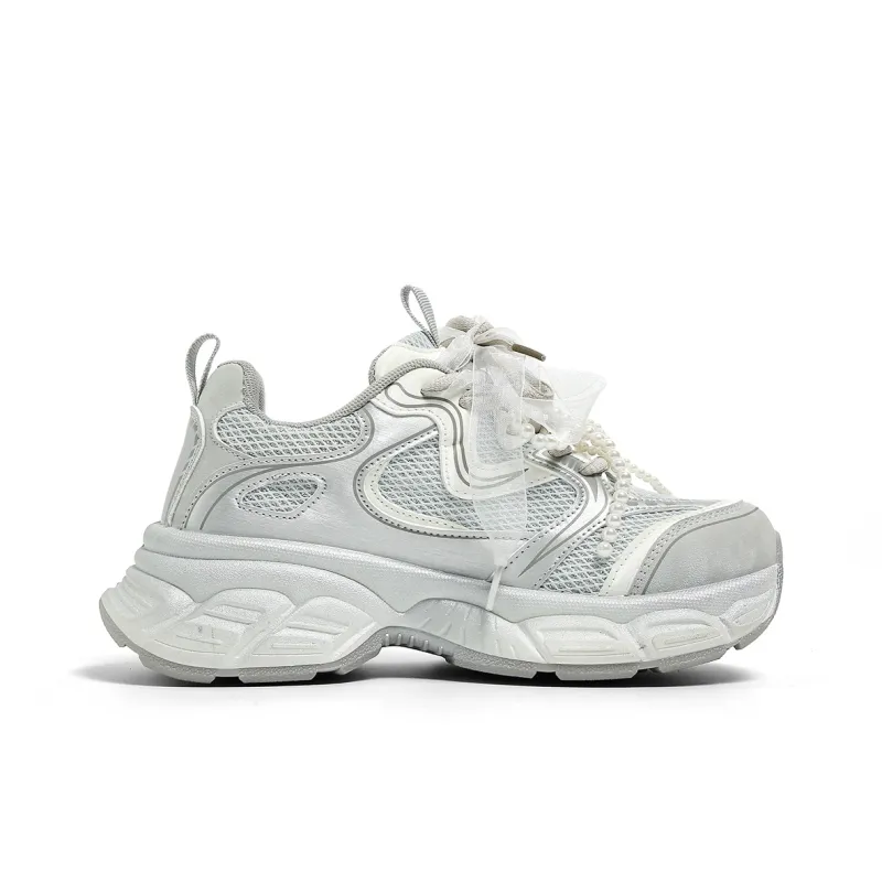 FOREVER 21 Anti Slip Wear Resistant Low Top Chunky Sneakers Women's Gray-1