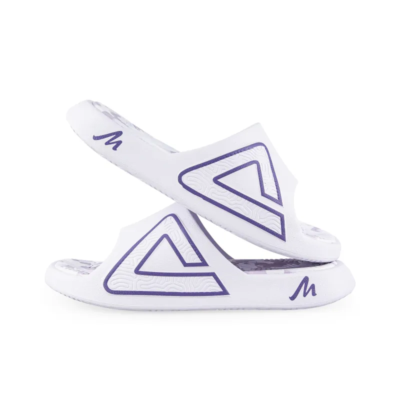 PEAK Tai Ji1.0 Odor Resistant, Abrasion Resistant Cushioning Slide Slippers Unisex White Purple-3
