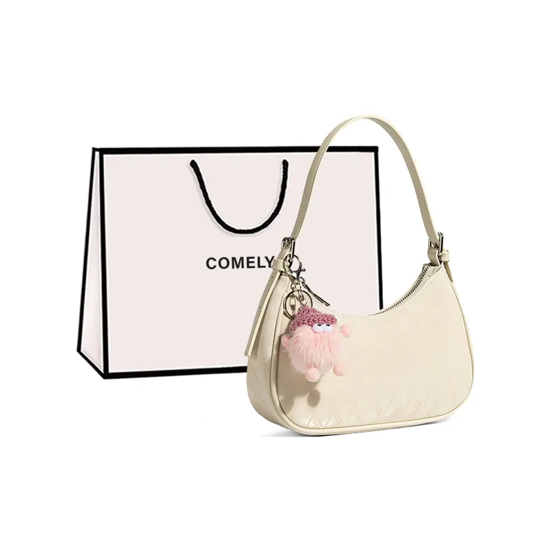 COMELY Synthetic Leather Shoulder Bag Women's Ecru-0