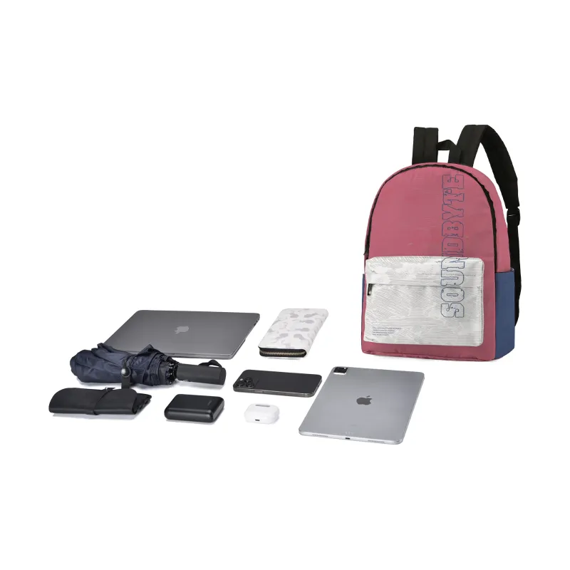 Soundbyte Polyester Backpack Unisex Red Gray Contrast-5