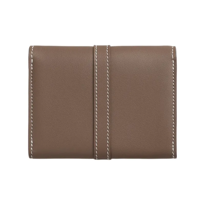 HERMES Glenan Swift Calfskin Wallet Regular Women's 18 Etoupe Elephant Gray-1