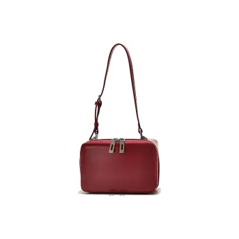 GXFMOD Genuine Leather Shiny Vintage Elegant Shoulder Bag Regular Women's Red