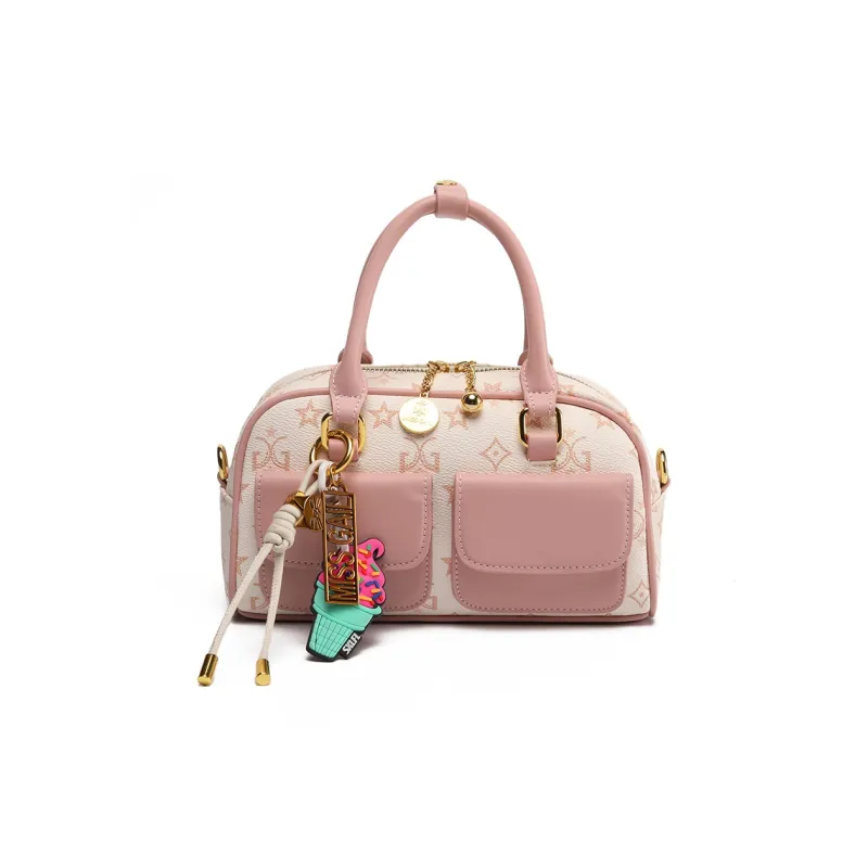 MISS GAIL Synthetic Leather Shoulder Bag, Crossbody Bag, Handbag Women's Monogram Blossom Pink-3