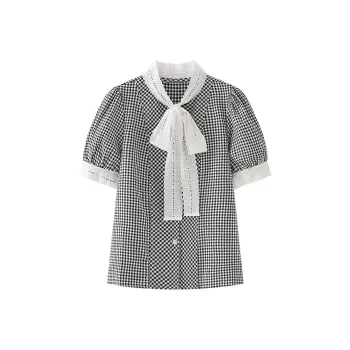 Ning Cai Yuer Shirts Women's Black Plaid