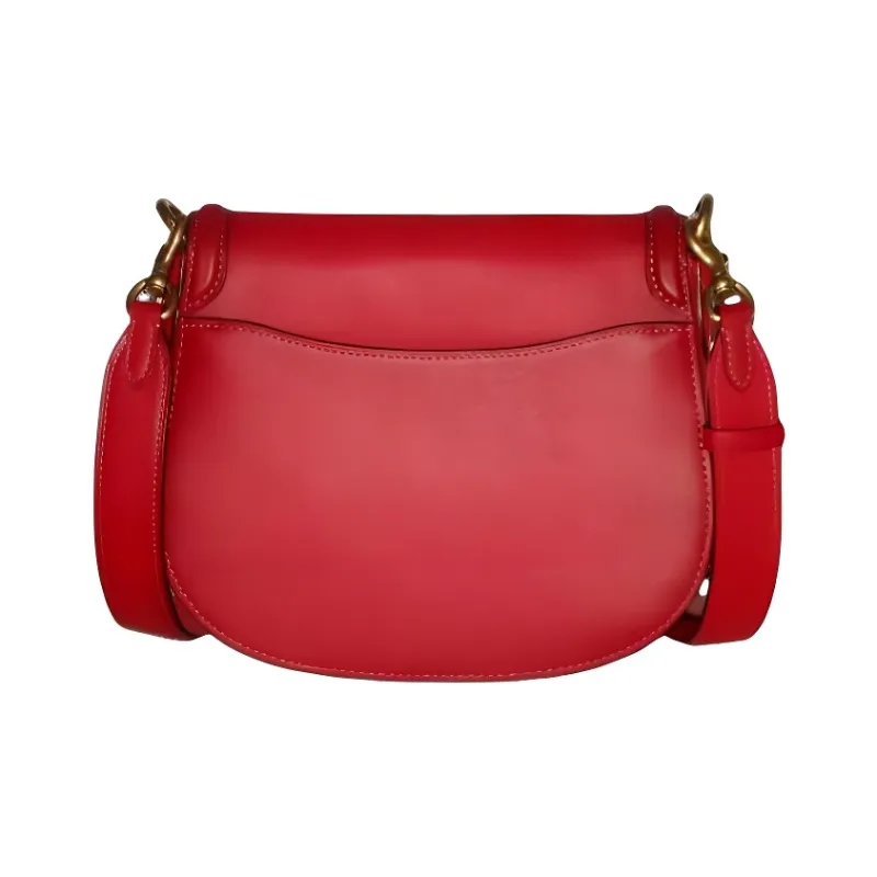 COACH Beat Leather Saddle Bag, Shoulder Bag, Crossbody Bag Small Size Women's Red-2