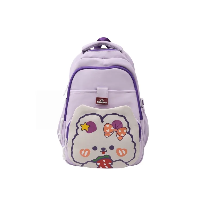 Vack Nylon Backpack Unisex White & Red/White & Green/Black/Purple/Brown-18