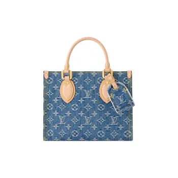 LOUIS VUITTON ONTHEGO Leather Trim Shoulder Bag, Crossbody Bag, Handbag Trumpets Women's Blue