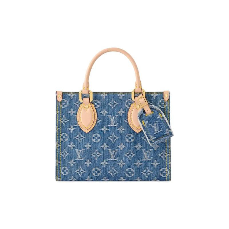 LOUIS VUITTON ONTHEGO Leather Trim Shoulder Bag, Crossbody Bag, Handbag Trumpets Women's Blue-0