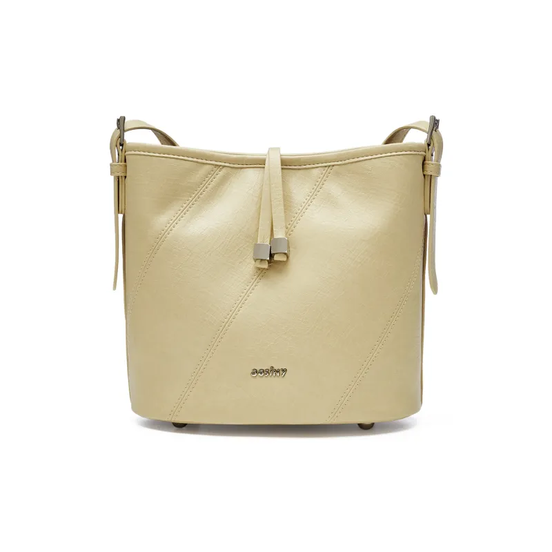 JOSINY Synthetic Leather Bucket Bag, Shoulder Bag Women's Light Green/Light Yellow-4