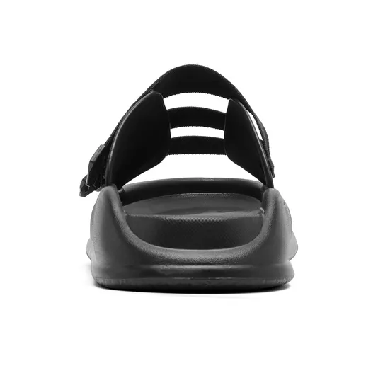 MOMGOG Rubber Sole Slip Resistant Slide Slippers Men's Black-3