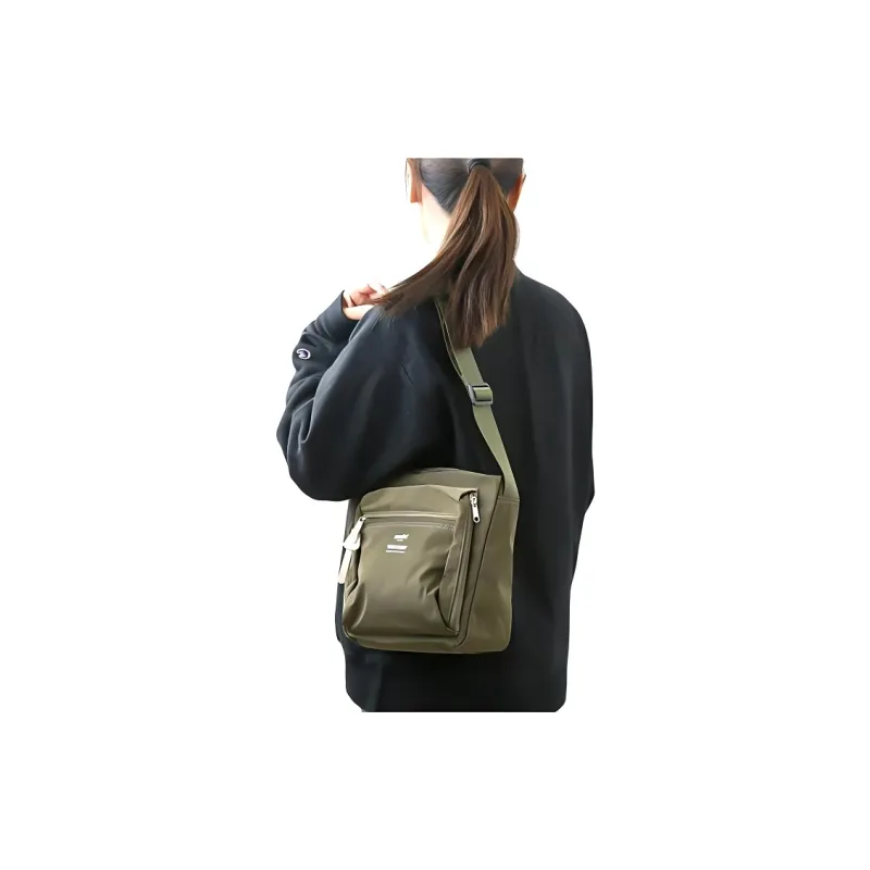 Anello Polyester Shoulder Bag Crossbody Bag Unisex Khaki-3