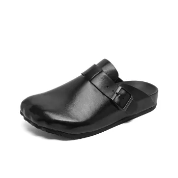 SOBB Rubber Sole Abrasion Resistant Slip Resistant Closed Toe Slippers Men's Black
